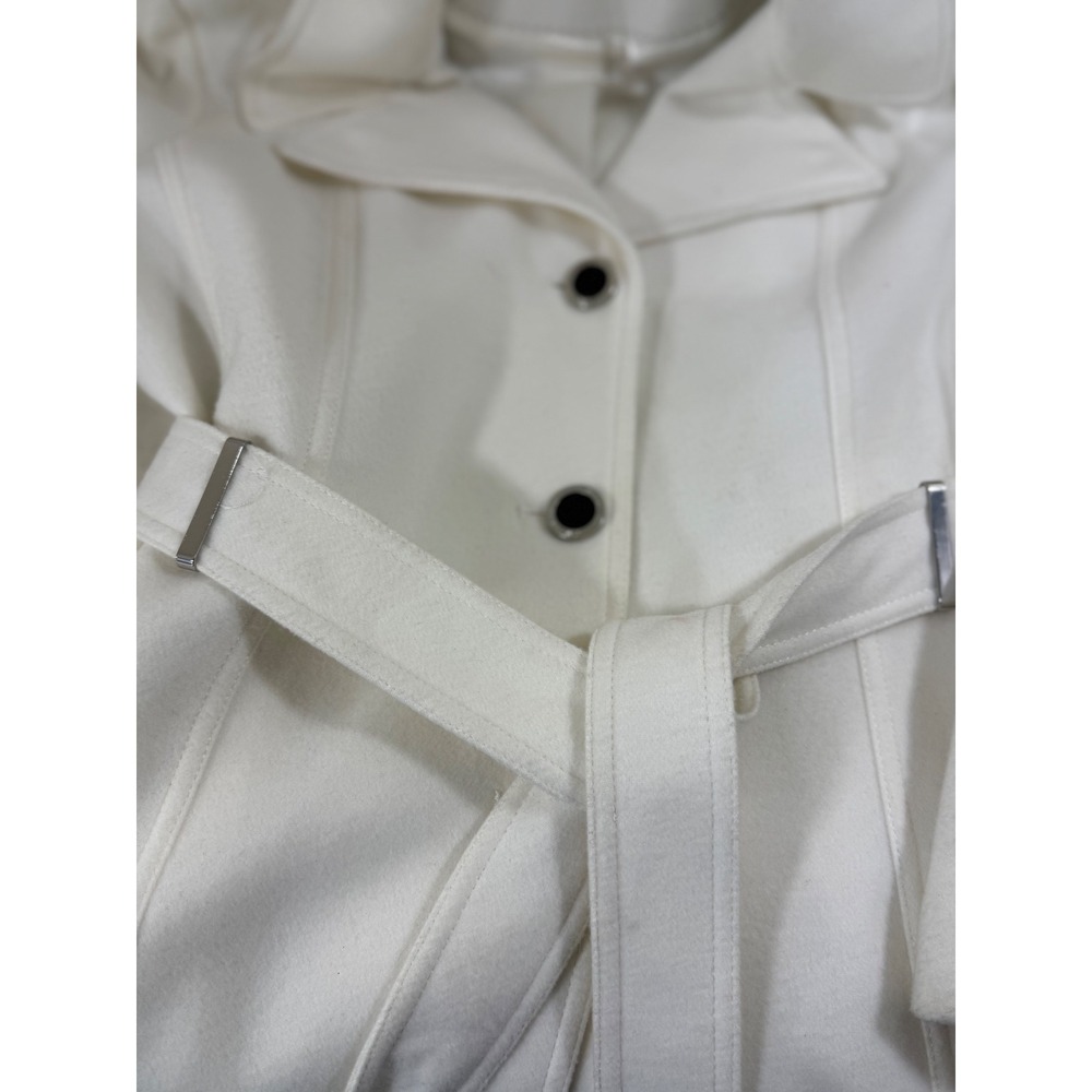 Calvin Klein Coat Women's XL White Belted Double Breasted Classic Quite Luxury - Picture 11 of 13